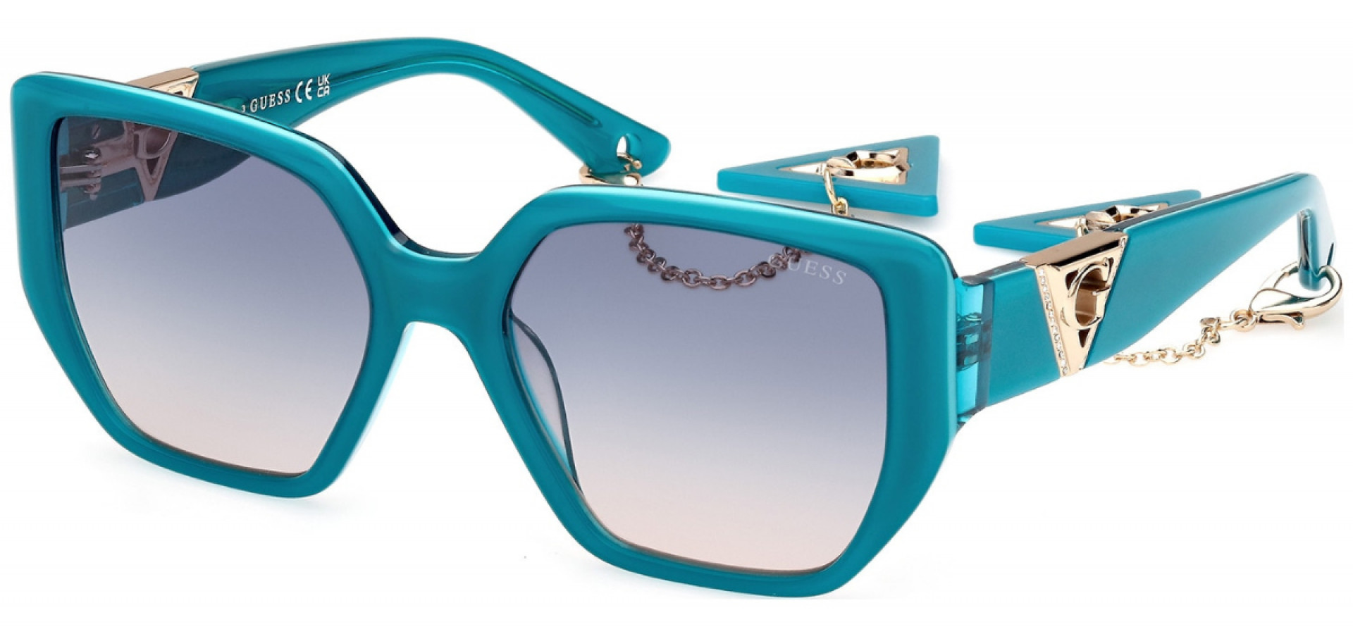 Sunčane naočale Guess GU7892 55 87W: Boja: Shiny  Turquoise, Veličina: 55-18-140, Spol: ženske, Materijal: acetat