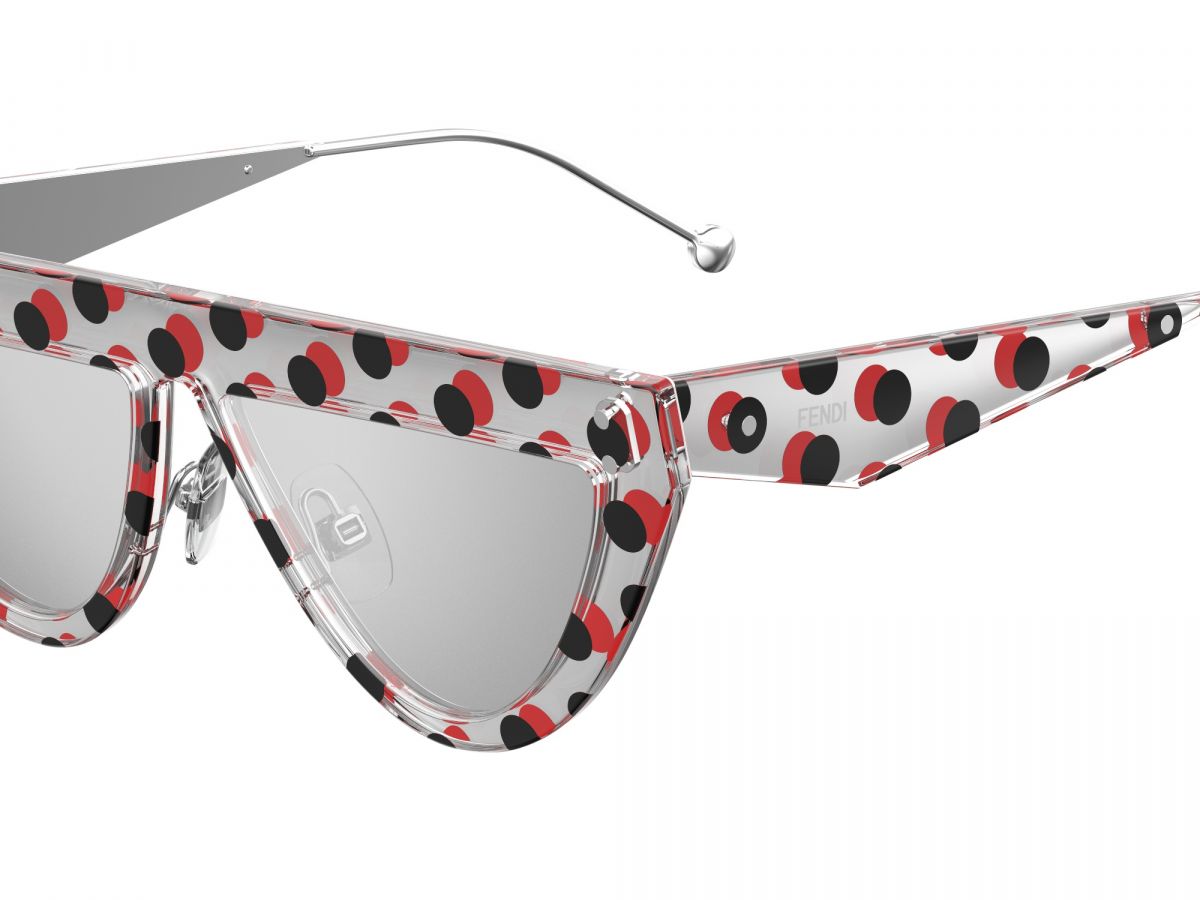 Sunčane naočale Fendi FF 0371/S: Boja: Grey Silver Polka Dots, Veličina: 53/14/145, Spol: ženske, Materijal: acetat, Vrsta leće: zrcalne