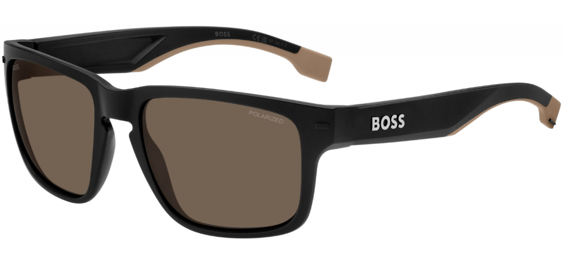 Sunčane naočale Hugo Boss BOSS 1497/S 87 566A: Boja: Matte Black Beige, Veličina: 55-19-140, Spol: muške, Materijal: acetat, Vrsta leće: polarizirane